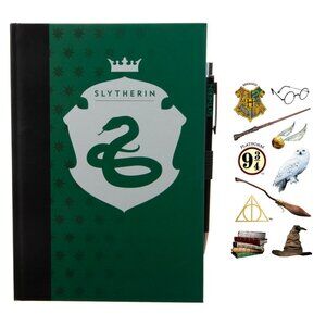 Harry Potter Slytherin Hardcover Journal and Pen with Icon Stickers 3 Pack Set